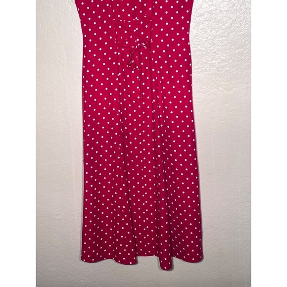 VTG My Michelle Size 7/8 Red Polka Dot Sleeveless Midi Dress Career Vacation Y2K - Picture 9 of 16